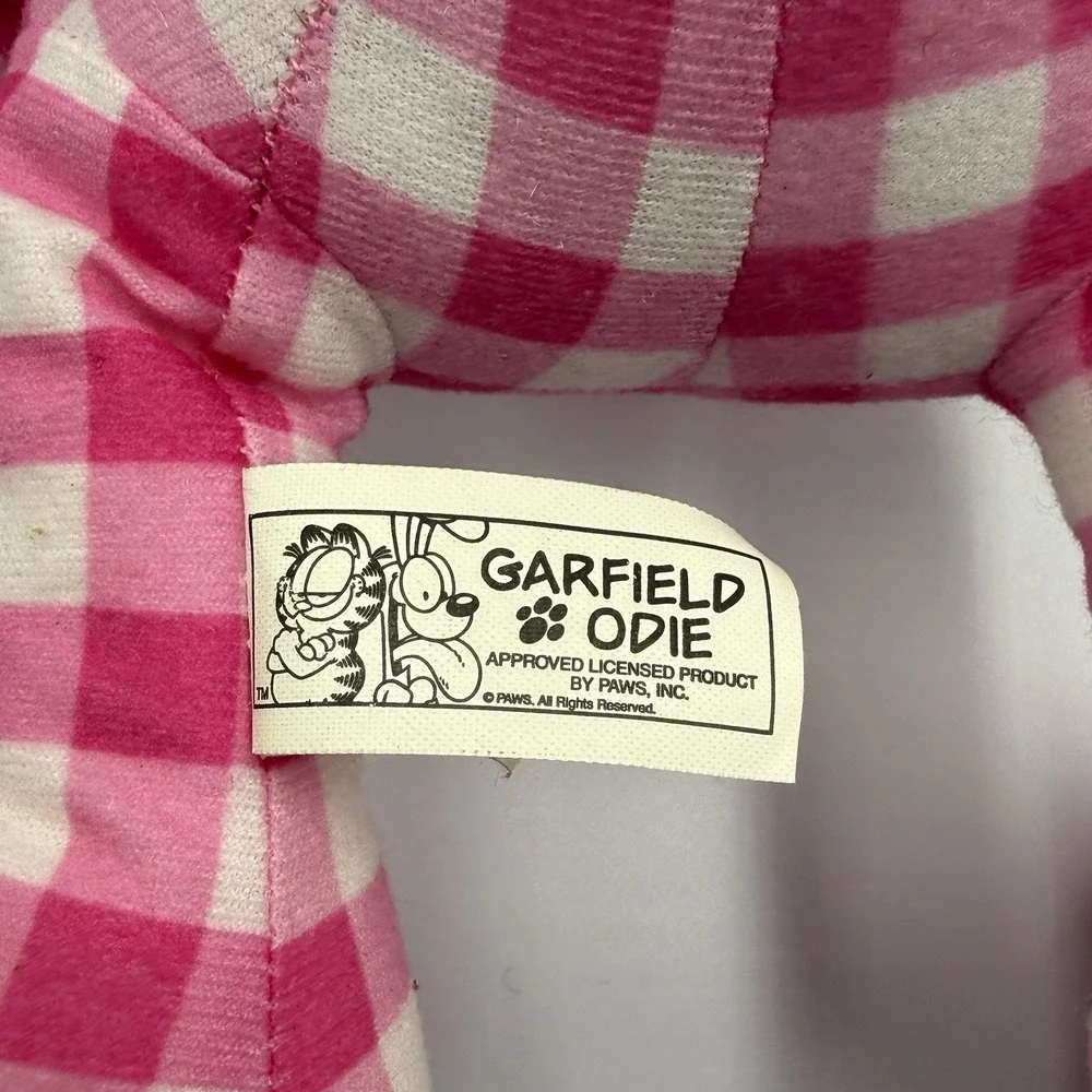 Garfield‎ Odie Plush Pink Gingham Check Dog 2009 Toy Factory PAWS Licensed
